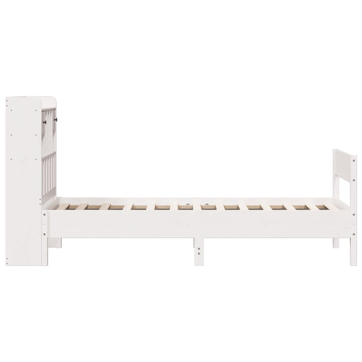 seng med reol uden madras 75x190 cm massivt fyrretræ hvid