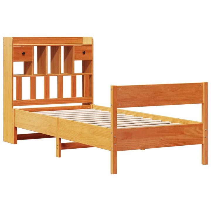 seng med reol uden madras 75x190 cm massivt fyrretræ gyldenbrun