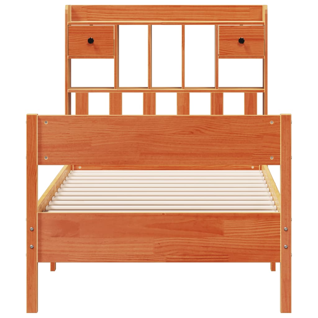 seng med reol uden madras 75x190 cm massivt fyrretræ gyldenbrun