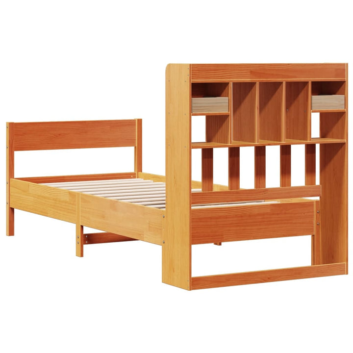 seng med reol uden madras 75x190 cm massivt fyrretræ gyldenbrun