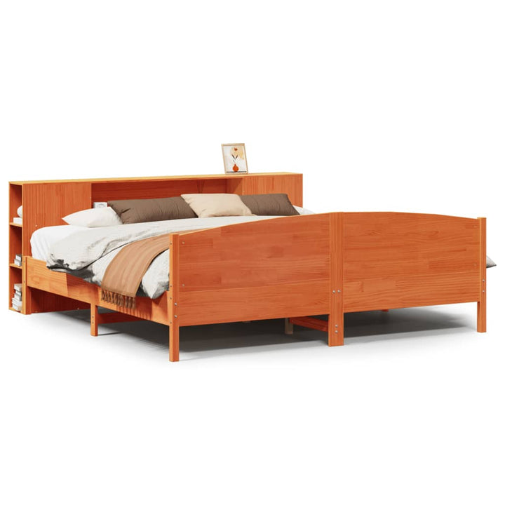 seng med reol uden madras 200x200cm massivt fyrretræ gyldenbrun
