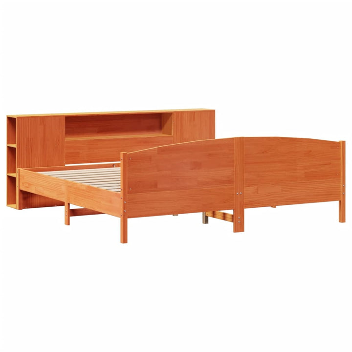 seng med reol uden madras 200x200cm massivt fyrretræ gyldenbrun