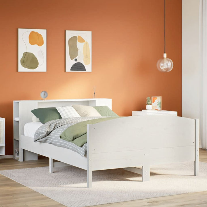 seng med reol uden madras 150x200 cm massivt fyrretræ hvid