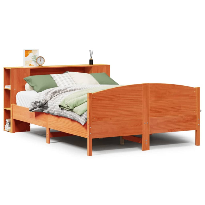 seng med reol uden madras 150x200cm massivt fyrretræ gyldenbrun