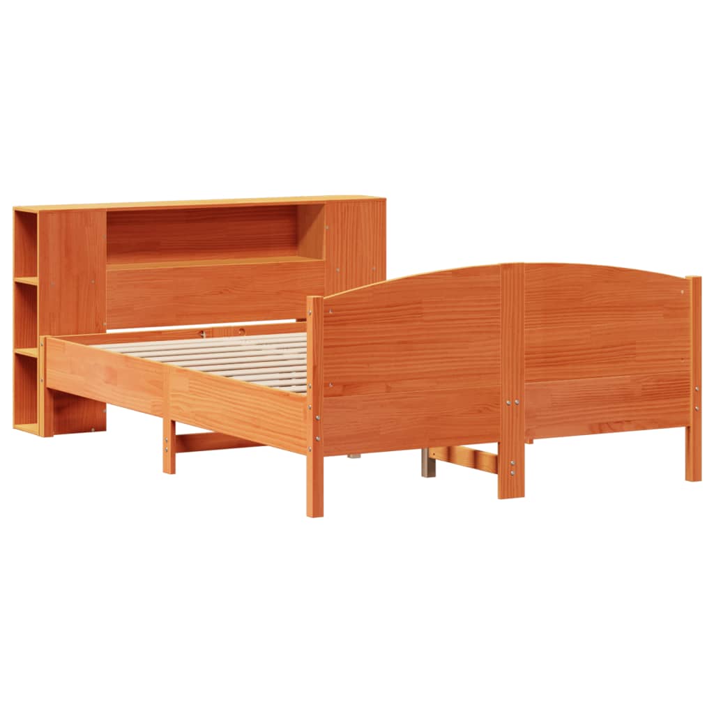 seng med reol uden madras 150x200cm massivt fyrretræ gyldenbrun