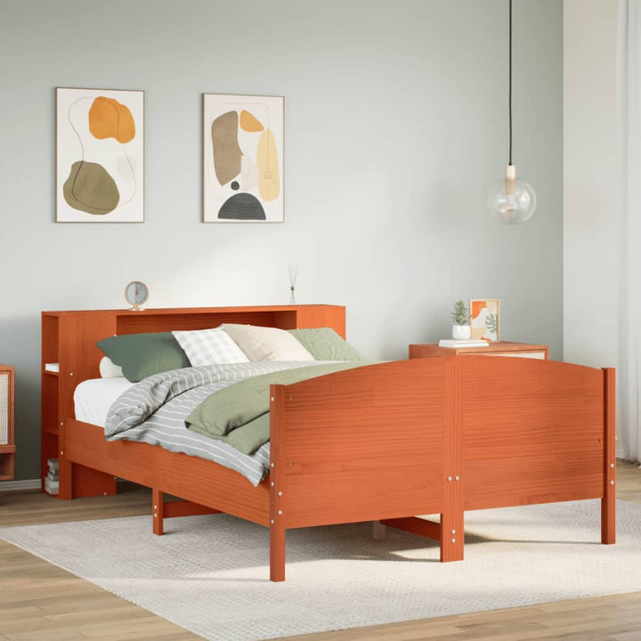 seng med reol uden madras 150x200cm massivt fyrretræ gyldenbrun