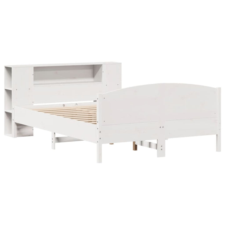seng med reol uden madras 140x200 cm massivt fyrretræ hvid