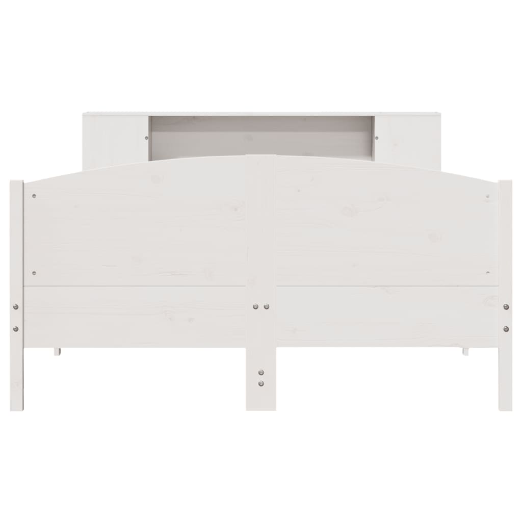 seng med reol uden madras 120x200 cm massivt fyrretræ hvid