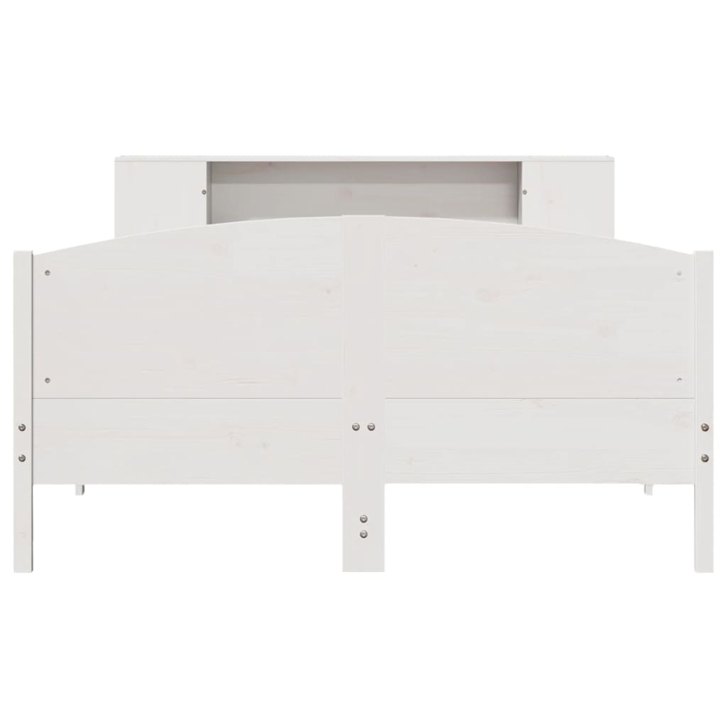 seng med reol uden madras 135x190 cm massivt fyrretræ hvid