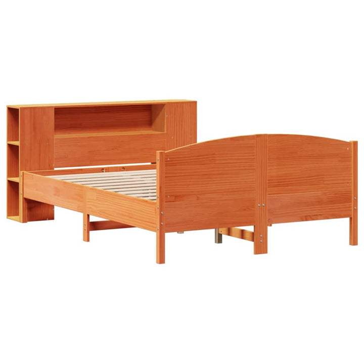 seng med reol uden madras 135x190cm massivt fyrretræ gyldenbrun