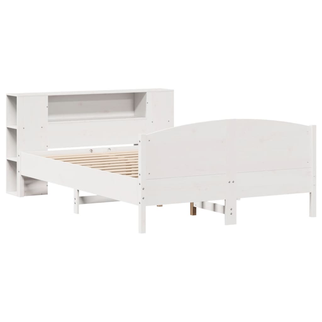 seng med reol uden madras 120x190 cm massivt fyrretræ hvid