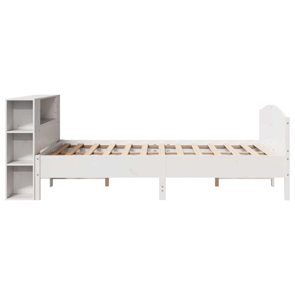 seng med reol uden madras 120x190 cm massivt fyrretræ hvid