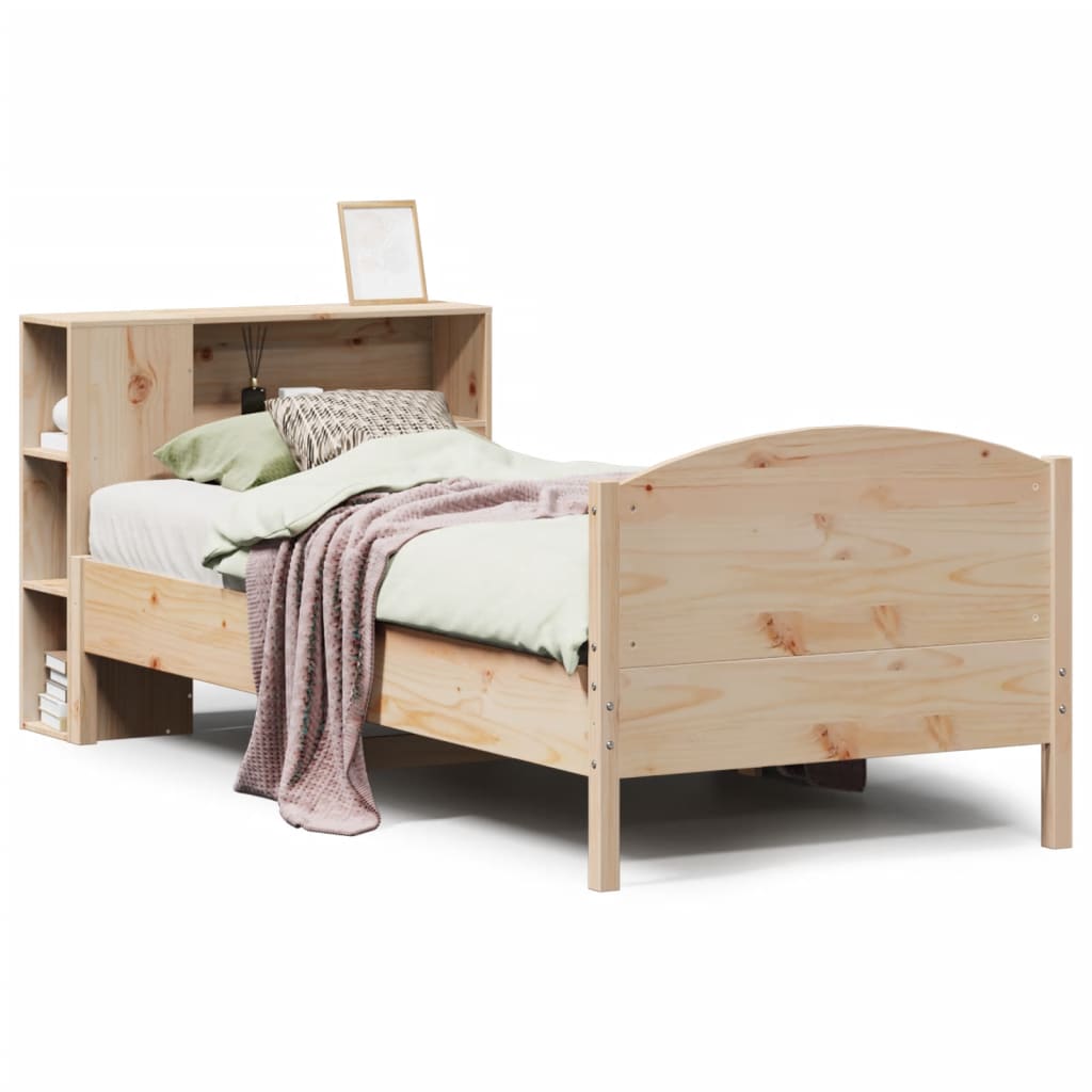 seng med reol uden madras 75x190 cm massivt fyrretræ