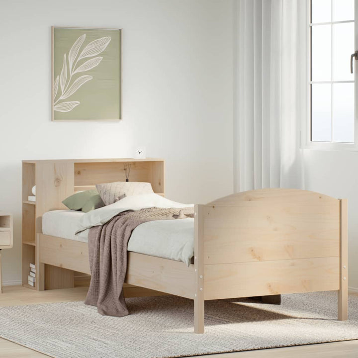 seng med reol uden madras 75x190 cm massivt fyrretræ
