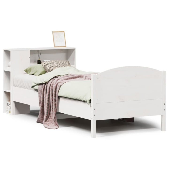 seng med reol uden madras 75x190 cm massivt fyrretræ hvid