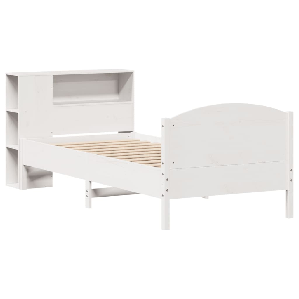 seng med reol uden madras 75x190 cm massivt fyrretræ hvid
