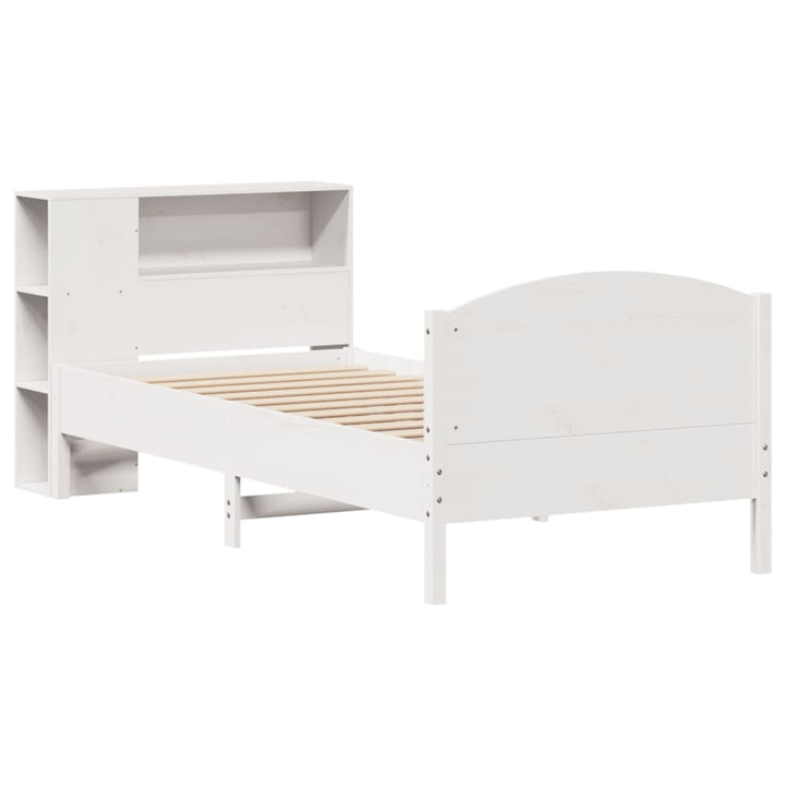 seng med reol uden madras 75x190 cm massivt fyrretræ hvid