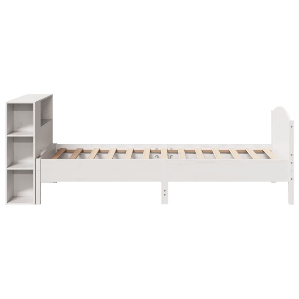 seng med reol uden madras 75x190 cm massivt fyrretræ hvid