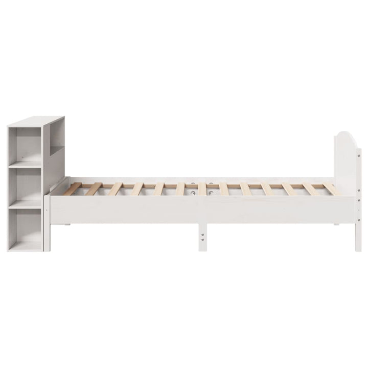 seng med reol uden madras 75x190 cm massivt fyrretræ hvid