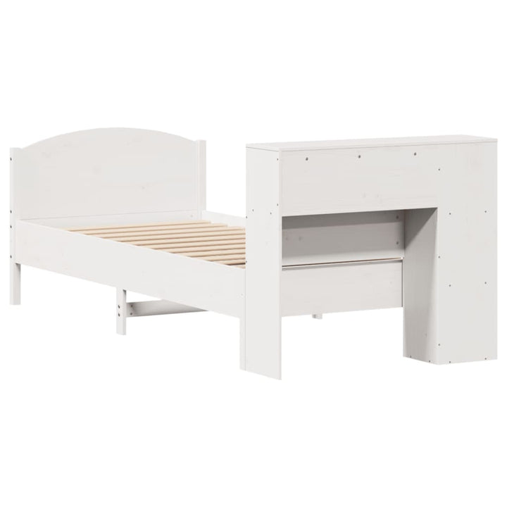 seng med reol uden madras 75x190 cm massivt fyrretræ hvid