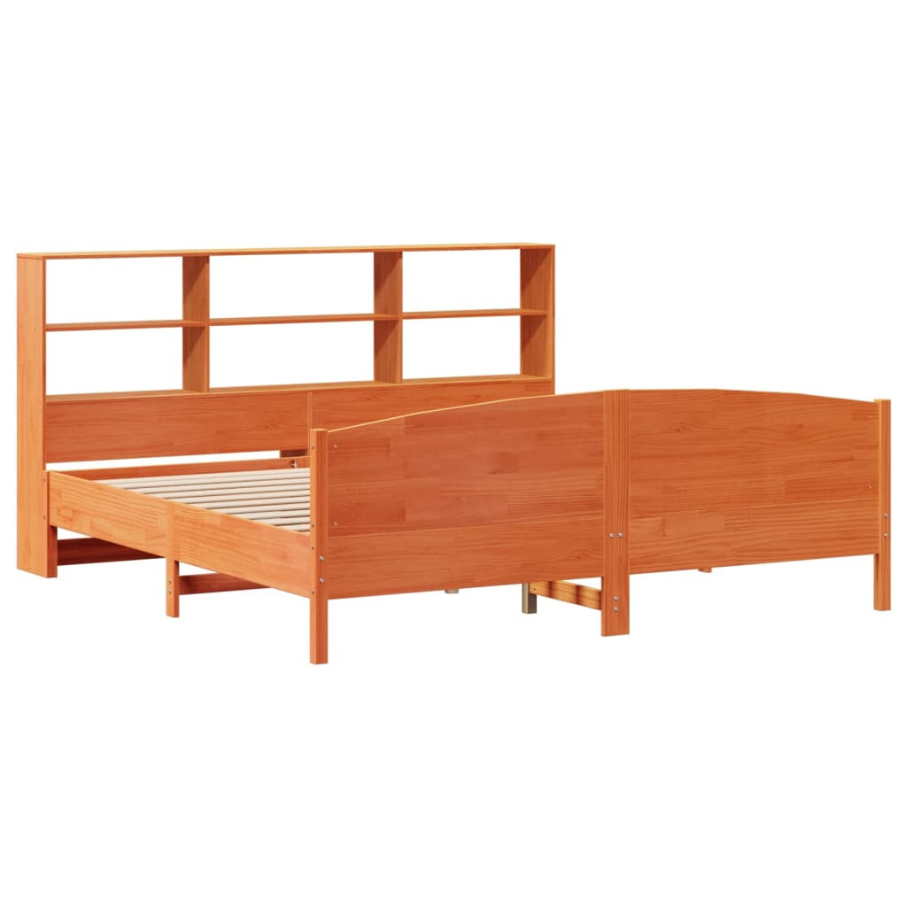 seng med reol uden madras 200x200cm massivt fyrretræ gyldenbrun