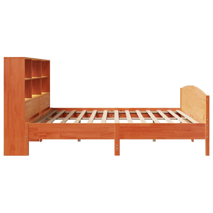 seng med reol uden madras 200x200cm massivt fyrretræ gyldenbrun