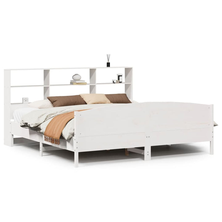 seng med reol uden madras 180x200 cm massivt fyrretræ hvid