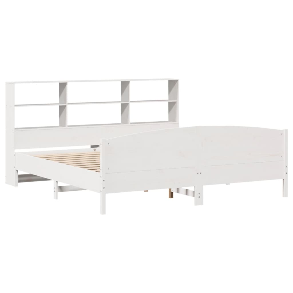 seng med reol uden madras 180x200 cm massivt fyrretræ hvid
