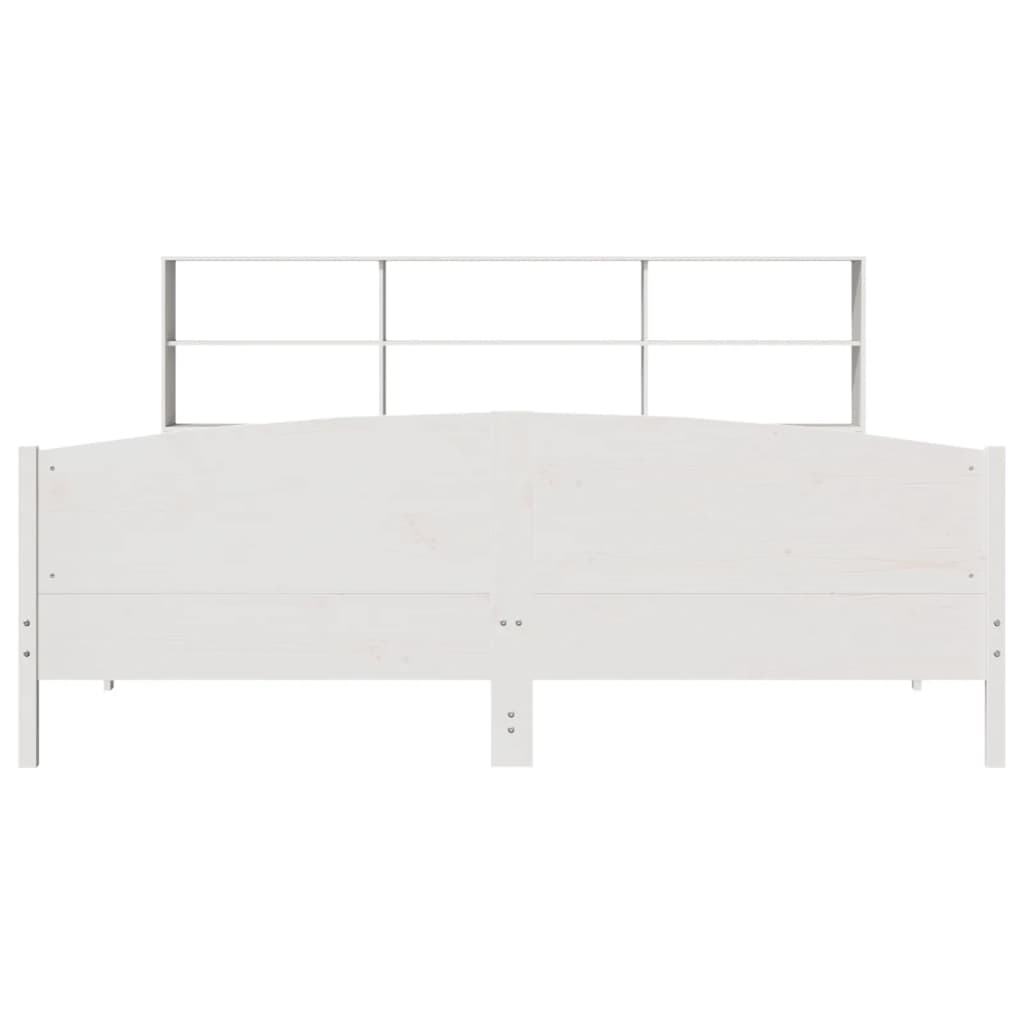 seng med reol uden madras 180x200 cm massivt fyrretræ hvid