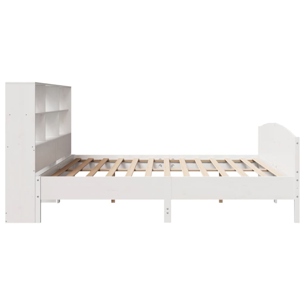 seng med reol uden madras 180x200 cm massivt fyrretræ hvid