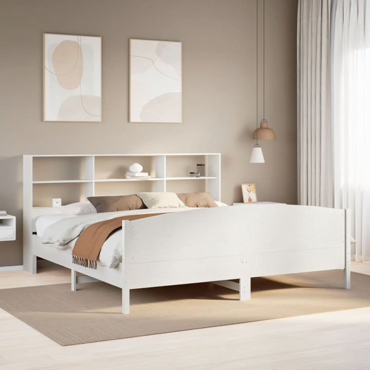 seng med reol uden madras 180x200 cm massivt fyrretræ hvid