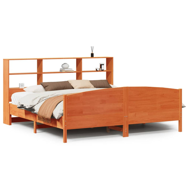 seng med reol uden madras 180x200cm massivt fyrretræ gyldenbrun