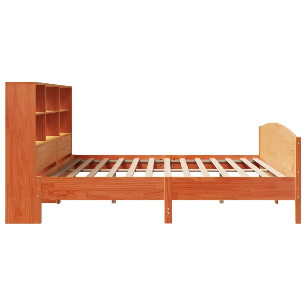 seng med reol uden madras 180x200cm massivt fyrretræ gyldenbrun