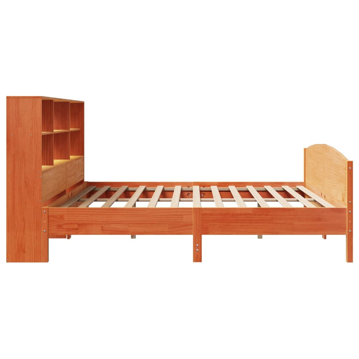 seng med reol uden madras 180x200cm massivt fyrretræ gyldenbrun