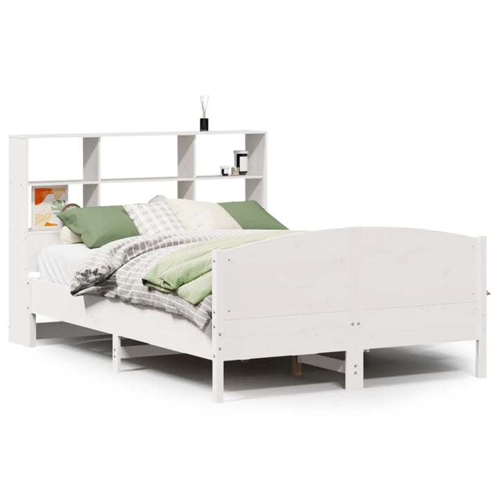 seng med reol uden madras 160x200 cm massivt fyrretræ hvid