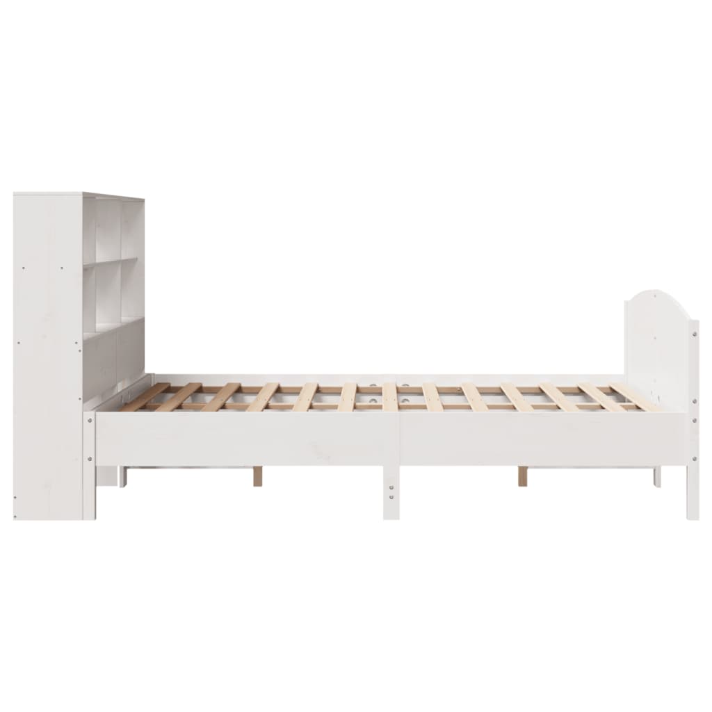 seng med reol uden madras 160x200 cm massivt fyrretræ hvid