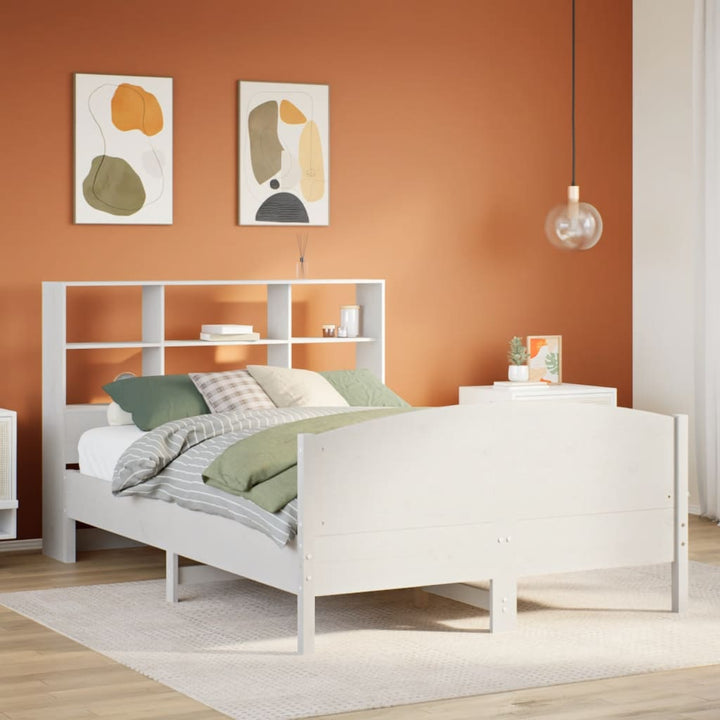 seng med reol uden madras 160x200 cm massivt fyrretræ hvid
