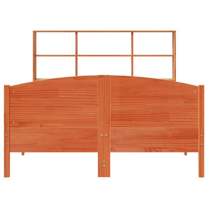 seng med reol uden madras 160x200cm massivt fyrretræ gyldenbrun