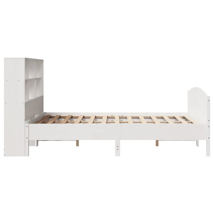 seng med reol uden madras 140x200 cm massivt fyrretræ hvid