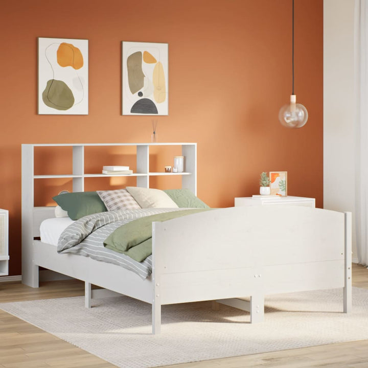 seng med reol uden madras 140x200 cm massivt fyrretræ hvid