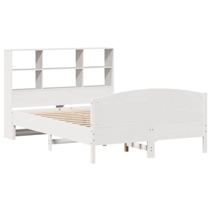 seng med reol uden madras 140x190 cm massivt fyrretræ hvid