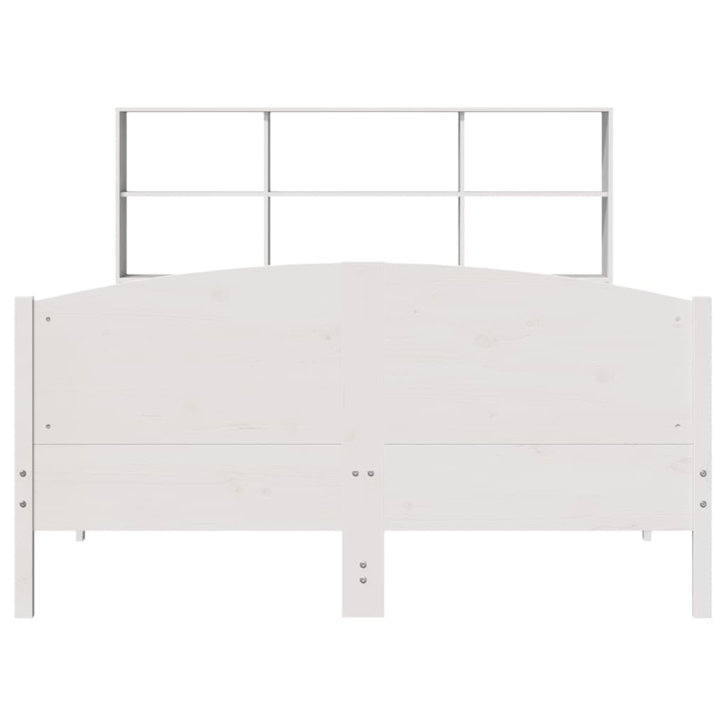 seng med reol uden madras 140x190 cm massivt fyrretræ hvid