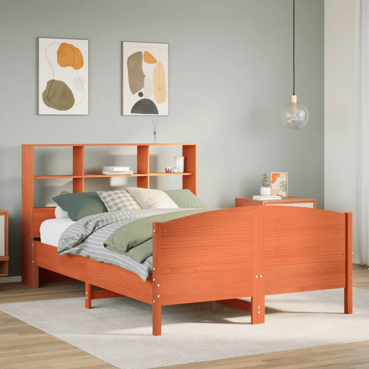 seng med reol uden madras 135x190cm massivt fyrretræ gyldenbrun