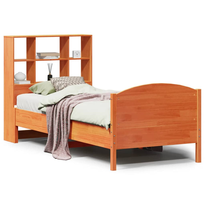 seng med reol uden madras 75x190 cm massivt fyrretræ gyldenbrun