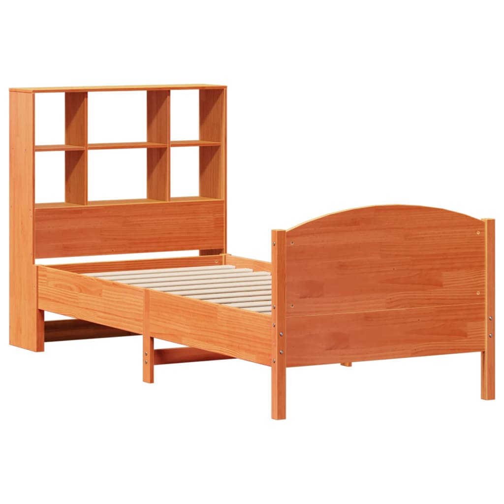 seng med reol uden madras 75x190 cm massivt fyrretræ gyldenbrun