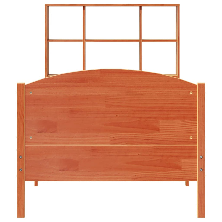 seng med reol uden madras 75x190 cm massivt fyrretræ gyldenbrun