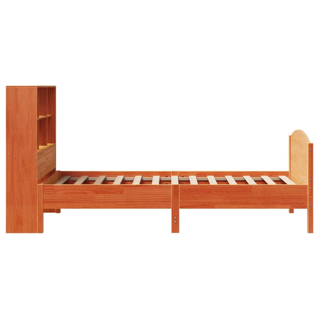 seng med reol uden madras 75x190 cm massivt fyrretræ gyldenbrun