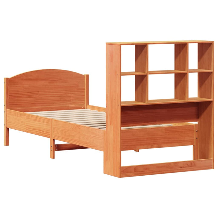 seng med reol uden madras 75x190 cm massivt fyrretræ gyldenbrun