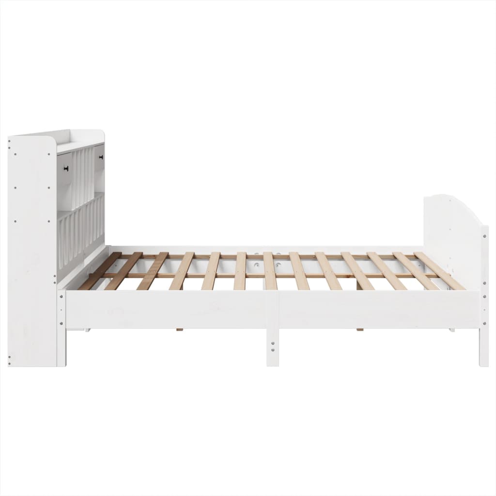 seng med reol uden madras 180x200 cm massivt fyrretræ hvid
