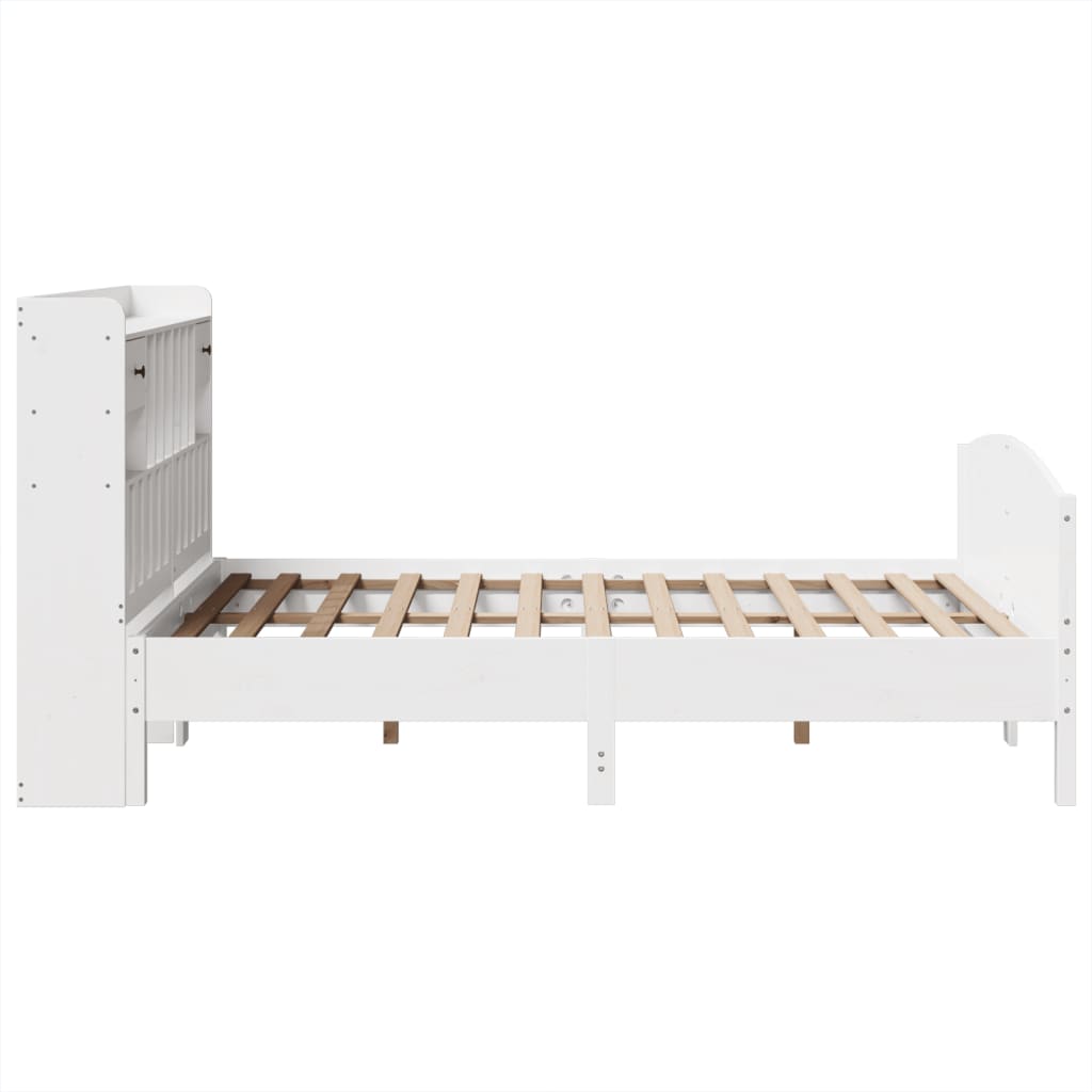 seng med reol uden madras 160x200 cm massivt fyrretræ hvid